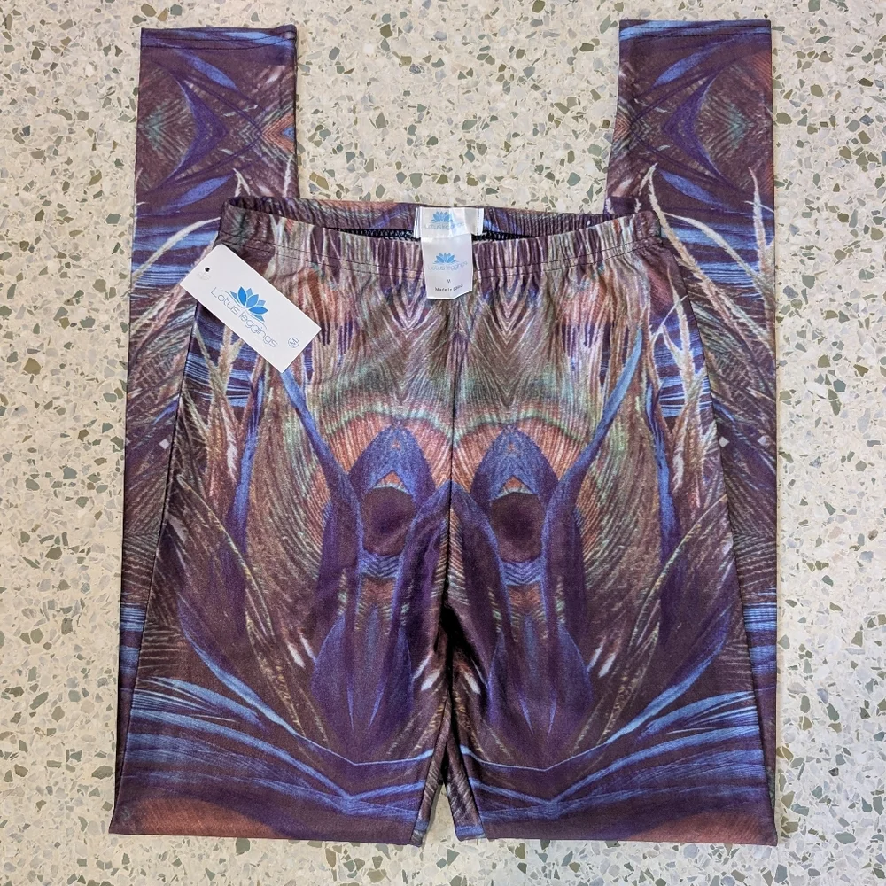 NWT Lotus Leggings, Peacock Feather Print - Picture 3 of 7